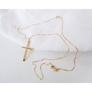 Real 10K Solid Yellow Gold Christian Cross Necklace